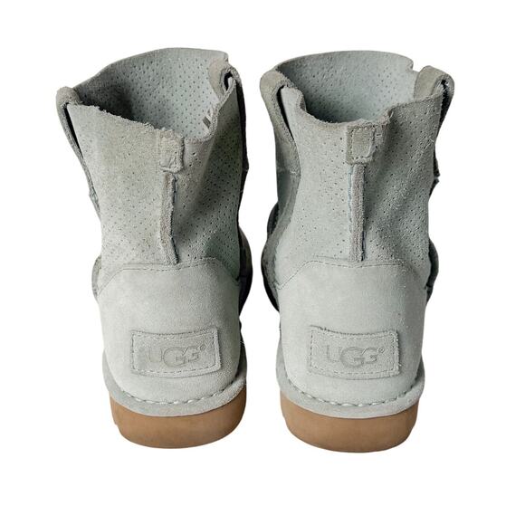 Ugg Classic Mini Perf Boots Womens 7 Aloe Vera Light Blue Unlined Suede Comfort - Picture 6 of 7